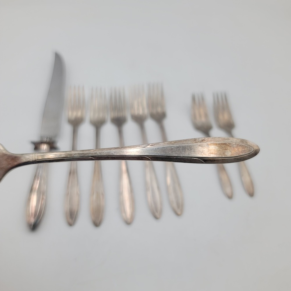 9pc Oneida Nobility Plate Reverie Silverplate Flatware Set Vintage 1937 Pattern